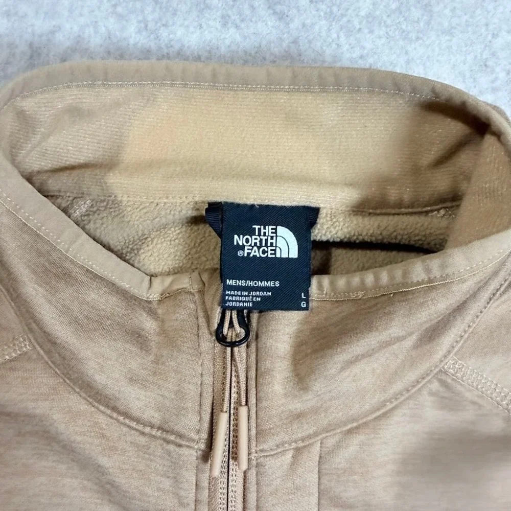 The North Face Pullover L Tan Polyester Fleece 1/4 Zip Pocket Hiking Outdoor